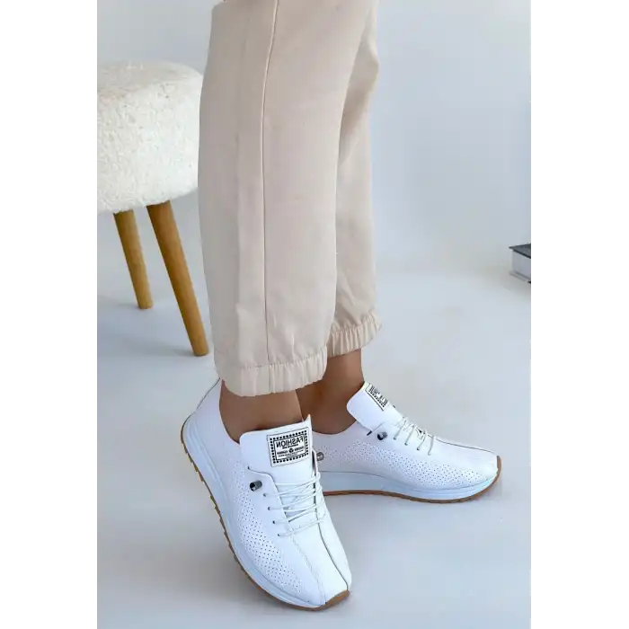 FİERT BEYAZ CİLT BAĞCIKLI SPOR AYAKKABI