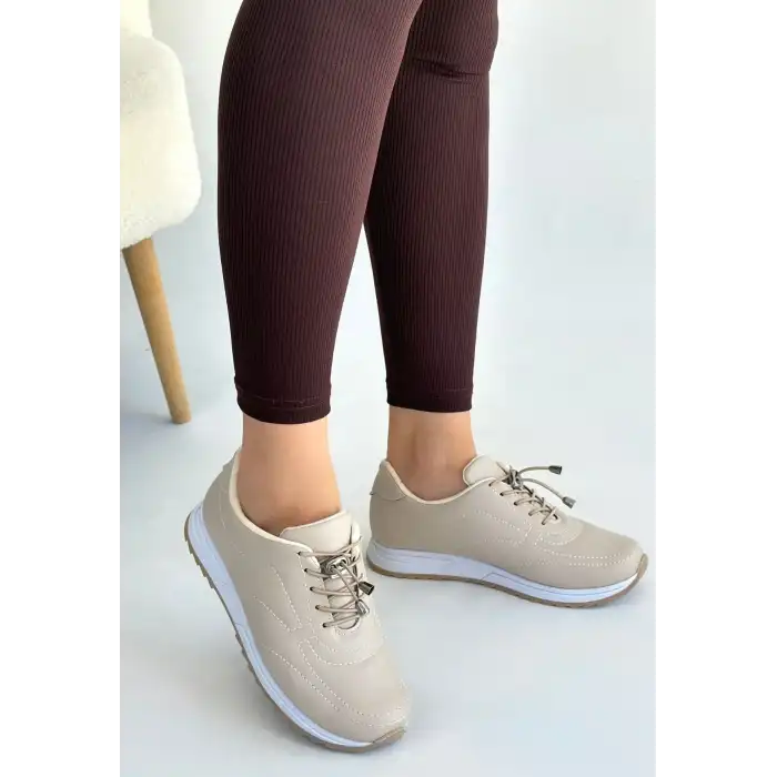 FİNNA BEJ CİLT BAĞCIKLI SPOR AYAKKABI