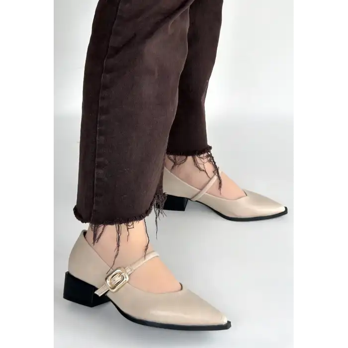 GALYE BEJ CİLT TOPUKLU AYAKKABI