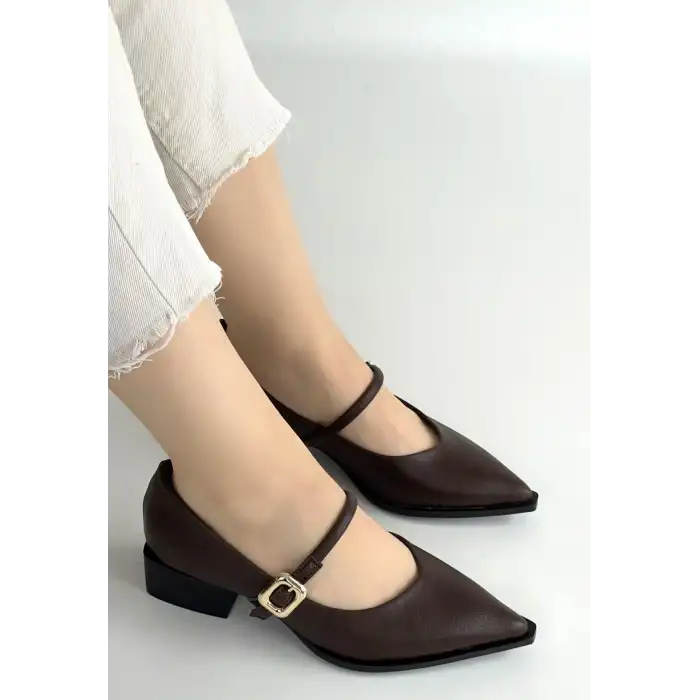 GALYE KAHVERENGİ CİLT TOPUKLU AYAKKABI