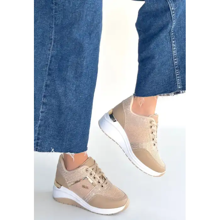 GEJA BEJ CİLT BAĞCIKLI SPOR AYAKKABI