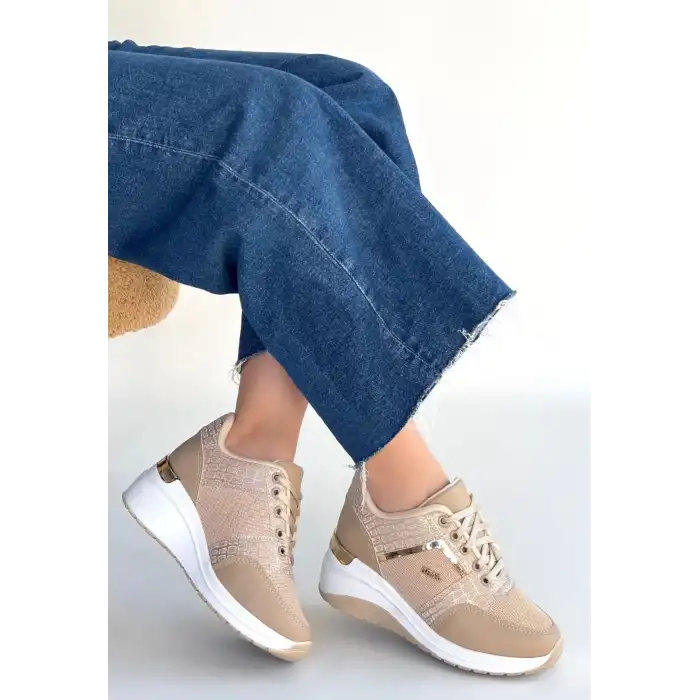 GEJA BEJ CİLT BAĞCIKLI SPOR AYAKKABI