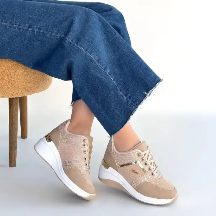 GEJA BEJ CİLT BAĞCIKLI SPOR AYAKKABI