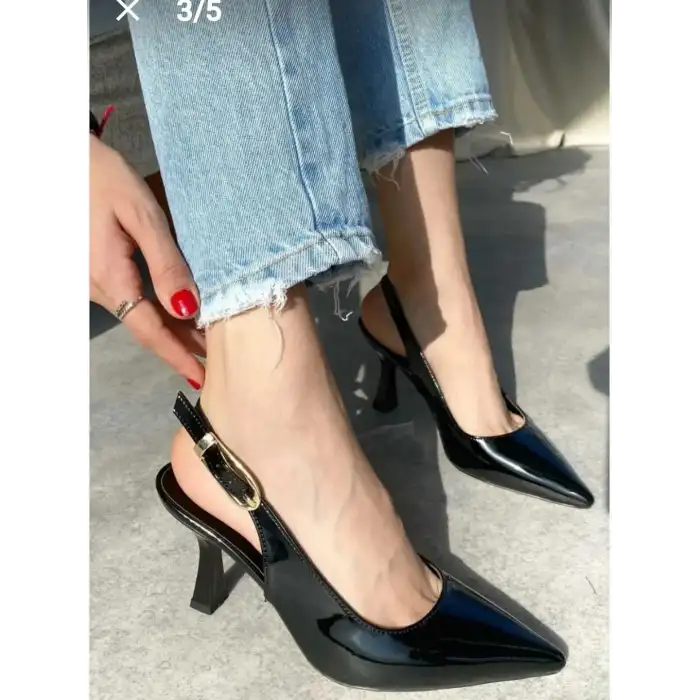 HİES SİYAH RUGAN TOPUKLU AYAKKABI