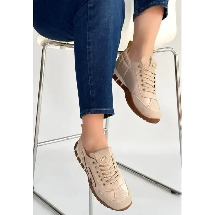 HUER BEJ NUBUK BAĞCIKLI SPOR AYAKKABI