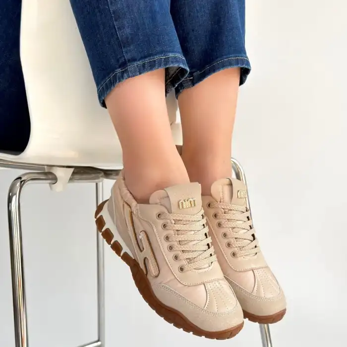 HUER BEJ NUBUK BAĞCIKLI SPOR AYAKKABI