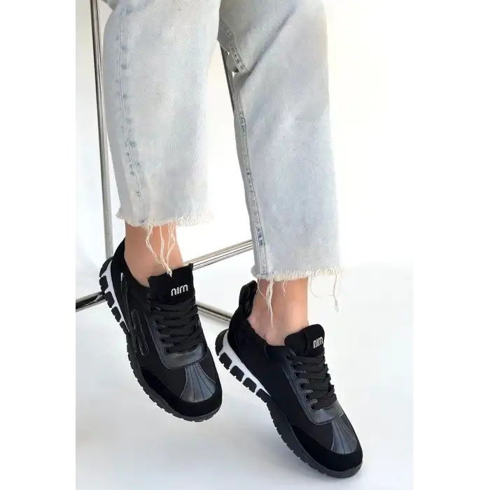 HUER SİYAH NUBUK BAĞCIKLI SPOR AYAKKABI