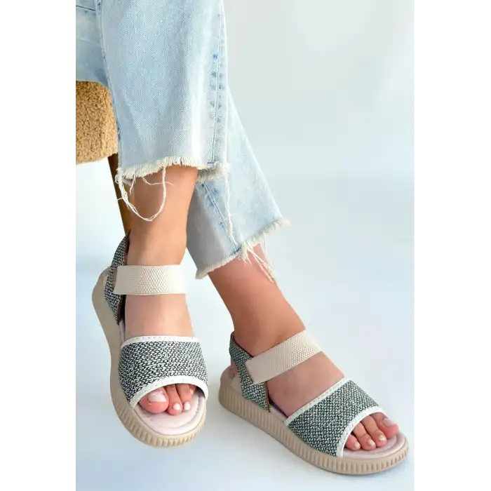 JAKE YEŞİL HASIR CİLT SANDALET