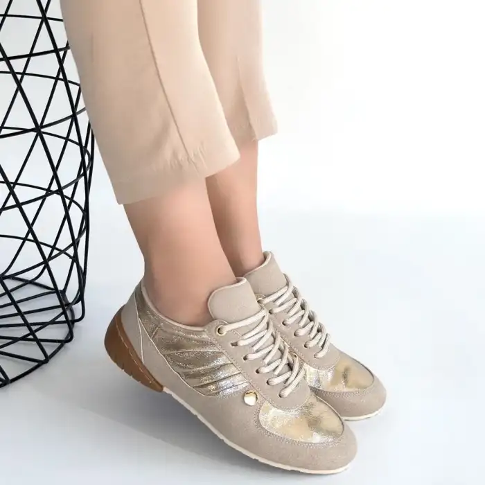 JAWEN BEJ NUBUK GOLD DETAYLI SPOR AYAKKABI