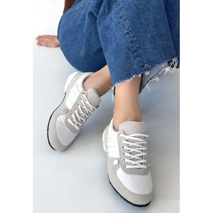 JAWEN GRİ NUBUK BEYAZ DETAYLI SPOR AYAKKABI