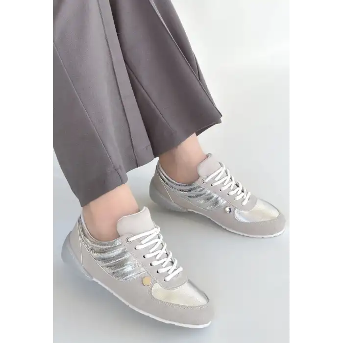 JAWEN GRİ NUBUK GÜMÜŞ DETAYLI SPOR AYAKKABI