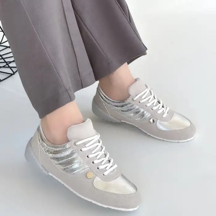 JAWEN GRİ NUBUK GÜMÜŞ DETAYLI SPOR AYAKKABI