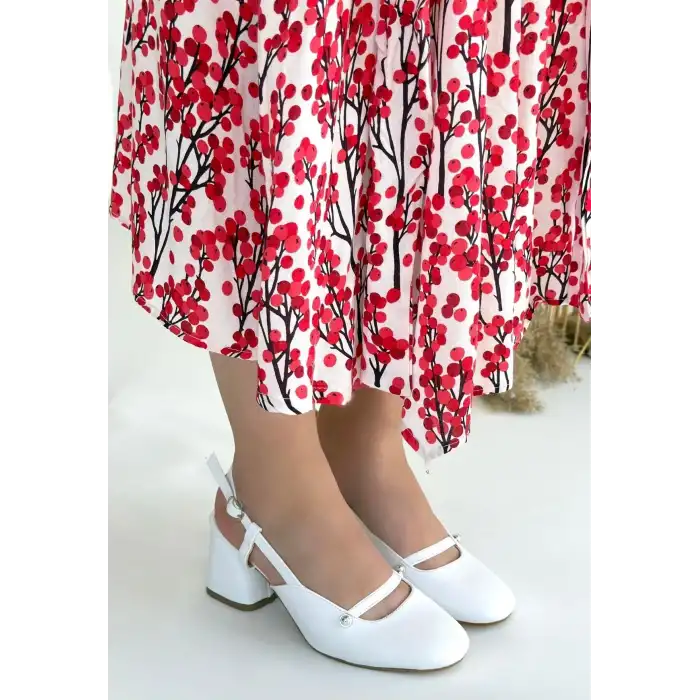 JECCİ BEYAZ CİLT TOPUKLU AYAKKABI