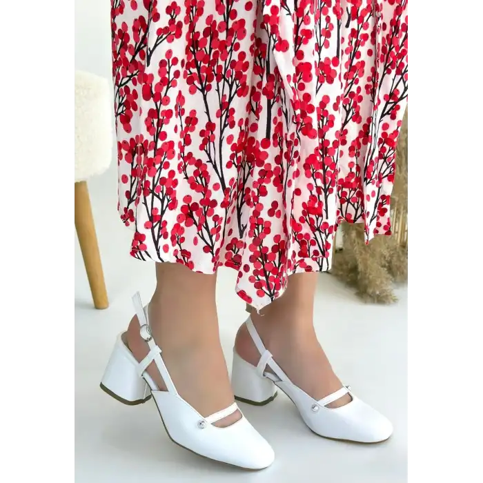 JECCİ BEYAZ CİLT TOPUKLU AYAKKABI