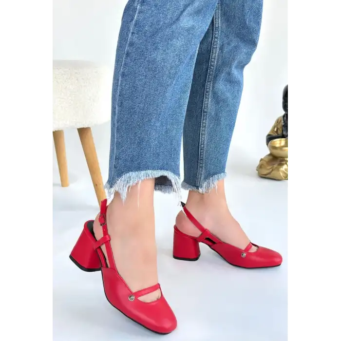 JECCİ KIRMIZI CİLT TOPUKLU AYAKKABI