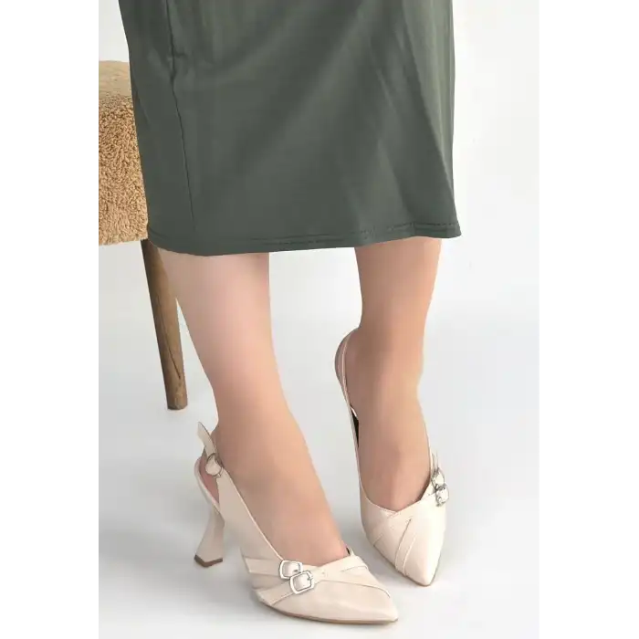 JEDDA BEJ CİLT TOPUKLU AYAKKABI