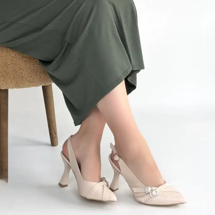 JEDDA BEJ CİLT TOPUKLU AYAKKABI