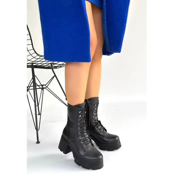 JONES SİYAH CİLT BAĞCIKLI TOPUKLU BOT