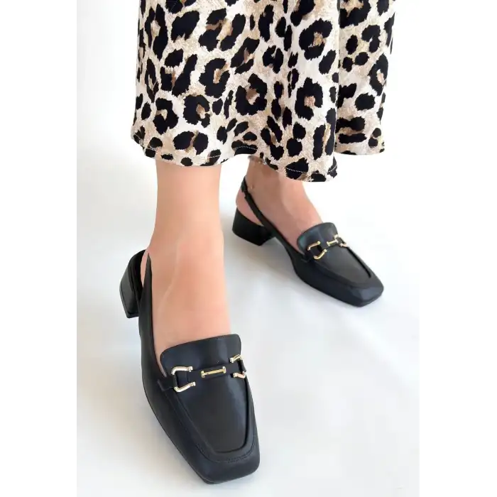 JOONE SİYAH CİLT TOPUKLU AYAKKABI