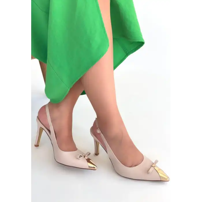 JOYE BEJ CİLT TOPUKLU AYAKKABI