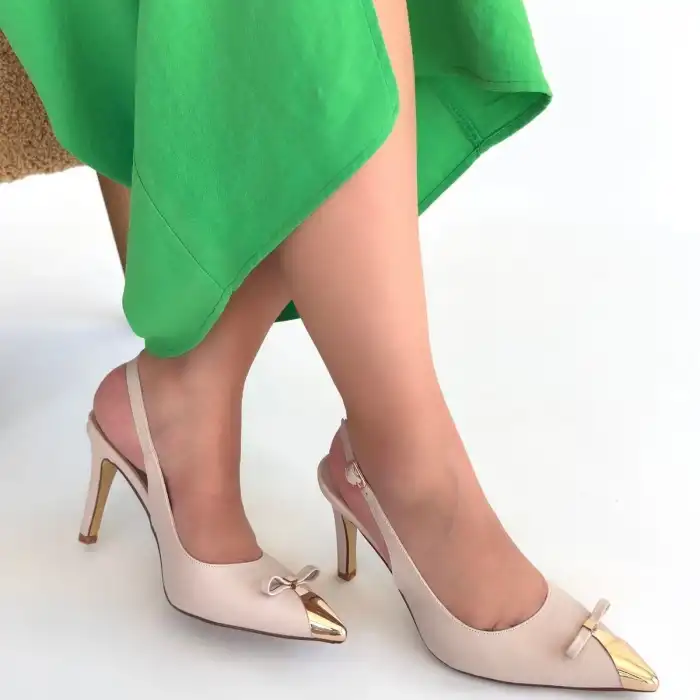 JOYE BEJ CİLT TOPUKLU AYAKKABI