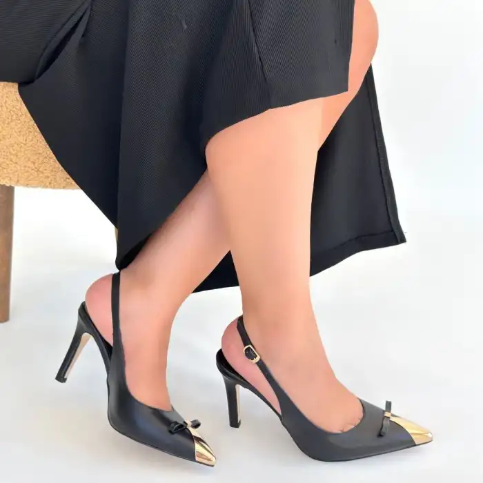 JOYE SİYAH CİLT TOPUKLU AYAKKABI