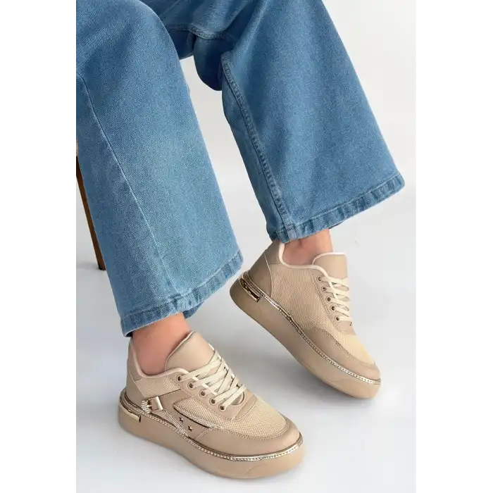 JUNDA BEJ CİLT BAĞCIKLI SPOR AYAKKABI