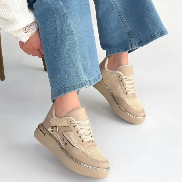 JUNDA BEJ CİLT BAĞCIKLI SPOR AYAKKABI