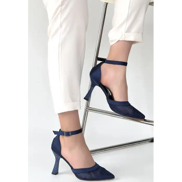 KENY LACİVERT SATEN TOPUKLU AYAKKABI