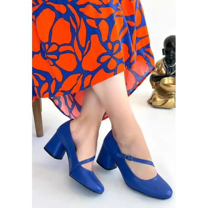 KİER MAVİ CİLT TOPUKLU AYAKKABI