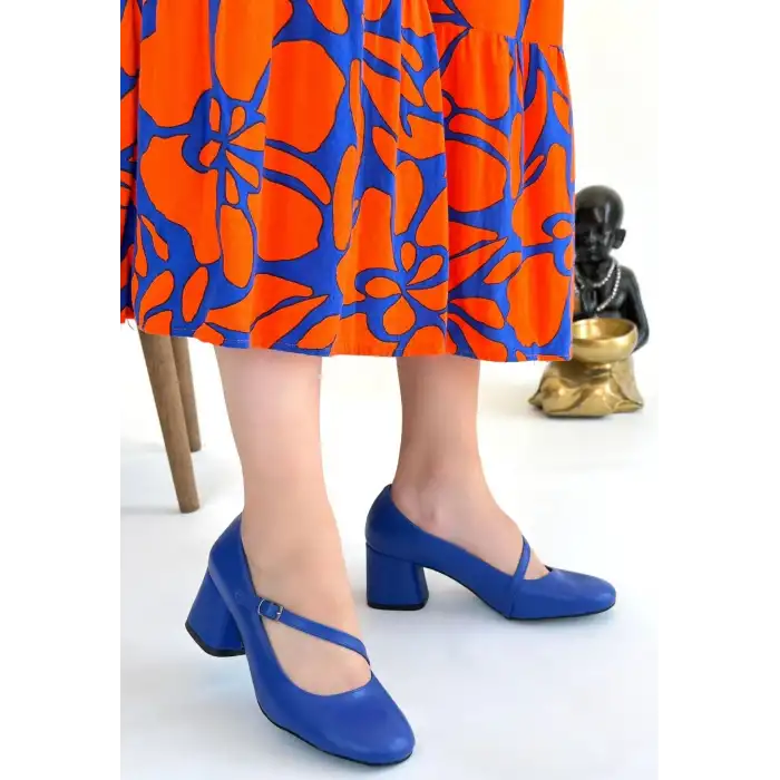 KİER MAVİ CİLT TOPUKLU AYAKKABI