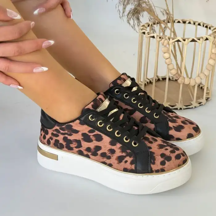 KİTY LEOPAR SATEN BAĞCIKLI SPOR AYAKKABI