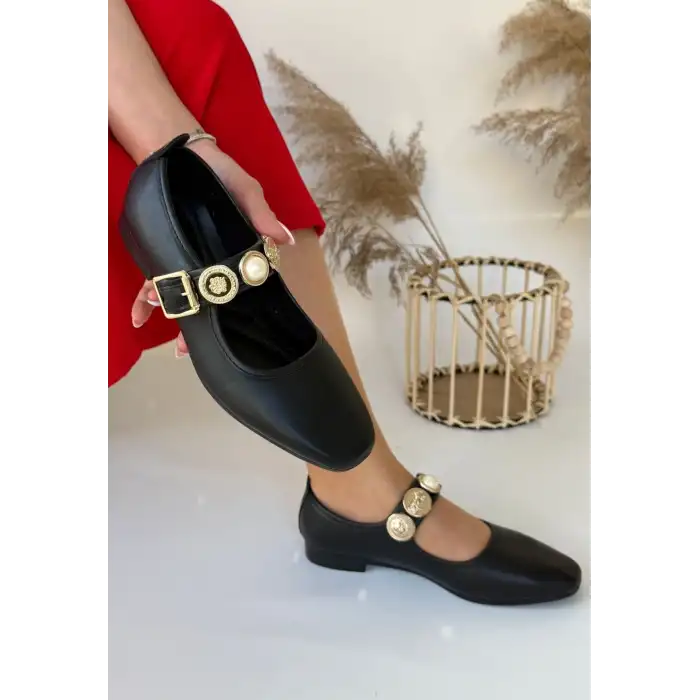 KOOPE SİYAH CİLT BABET AYAKKABI