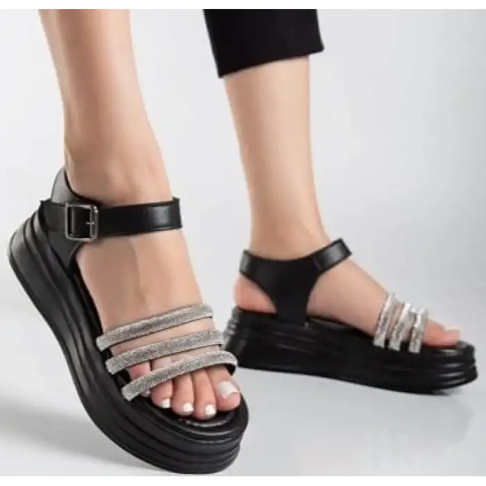 Lalen Siyah Kemerli Sandalet