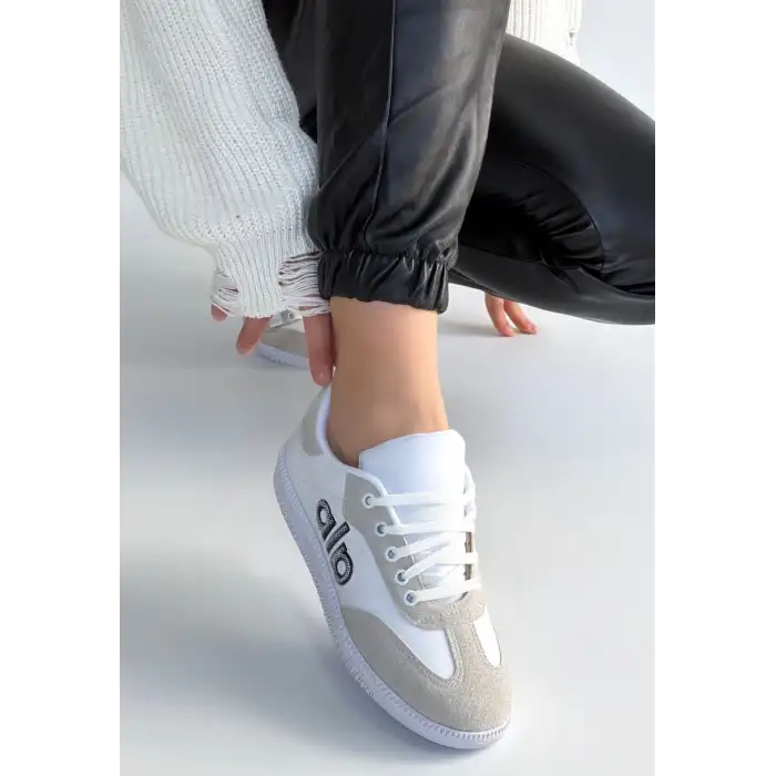 LENDO BEYAZ CİLT BAĞCIKLI SPOR AYAKKABI