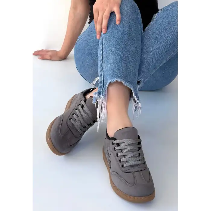 LENDO GRİ SÜET BAĞCIKLI SPOR AYAKKABI