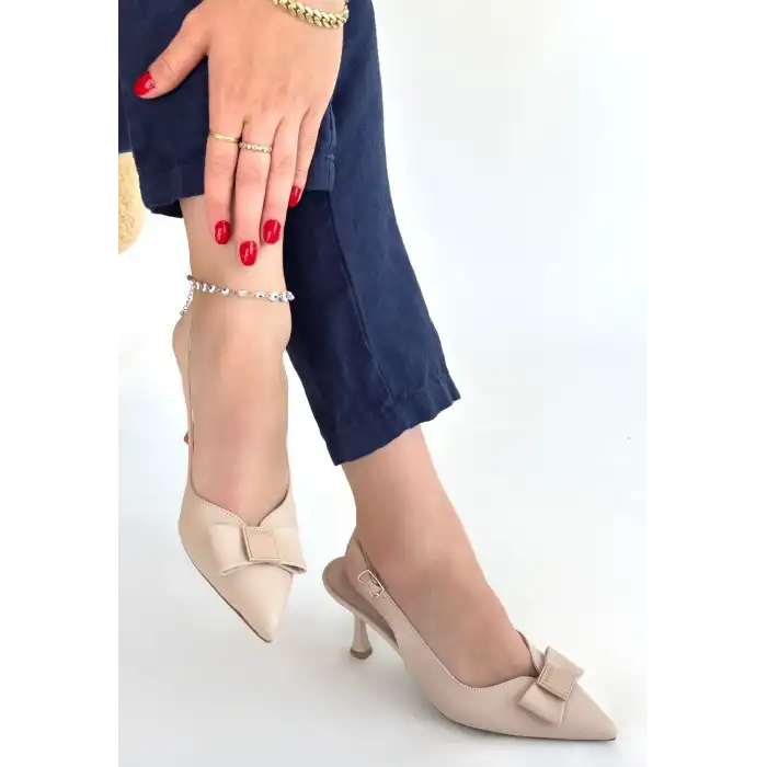 LEYYA BEJ CİLT TOPUKLU AYAKKABI