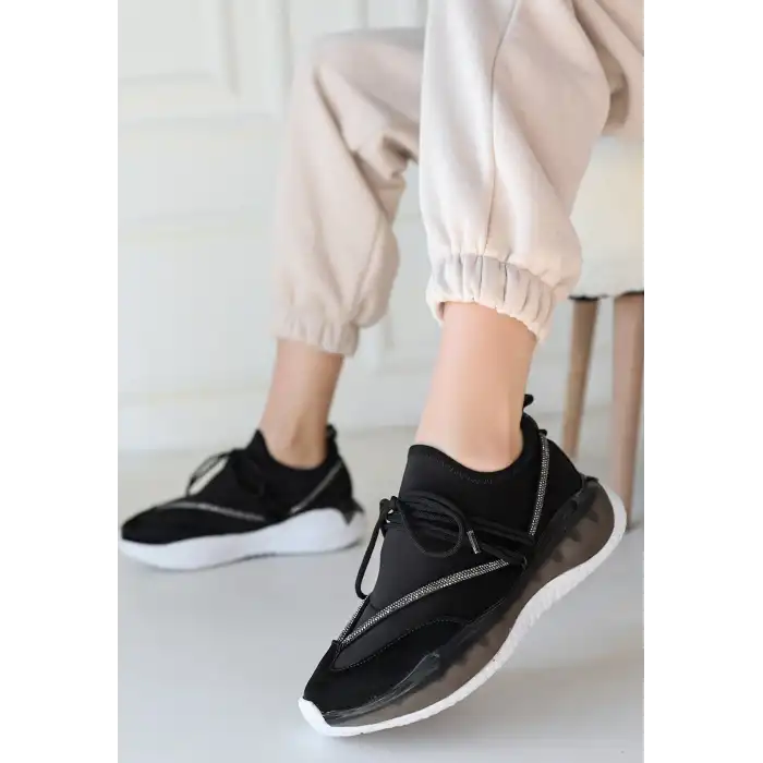 LİNEY SİYAH RUGAN BAĞCIKLI SPOR AYAKKABI