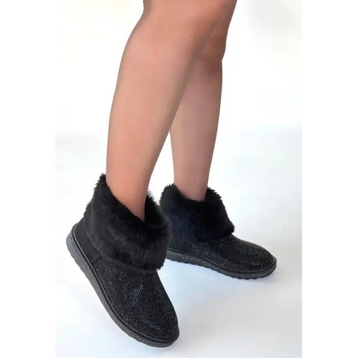 LİNKA SİYAH SÜET SİYAH BONCUK İŞLEMELİ BOT