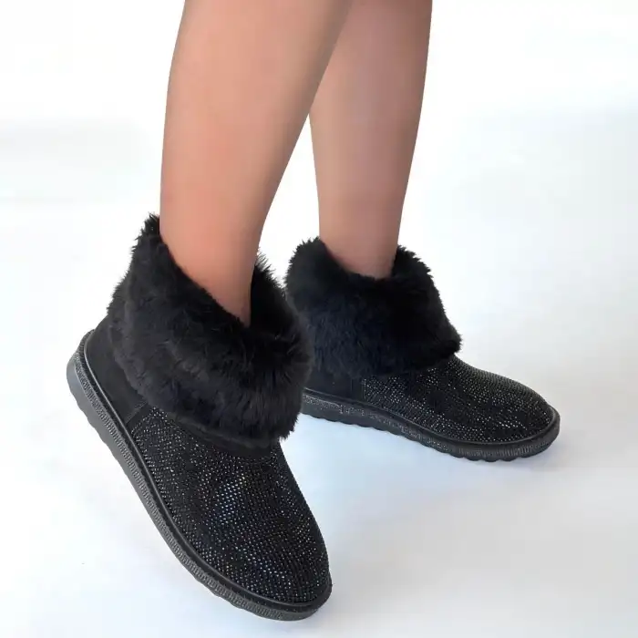 LİNKA SİYAH SÜET SİYAH BONCUK İŞLEMELİ BOT