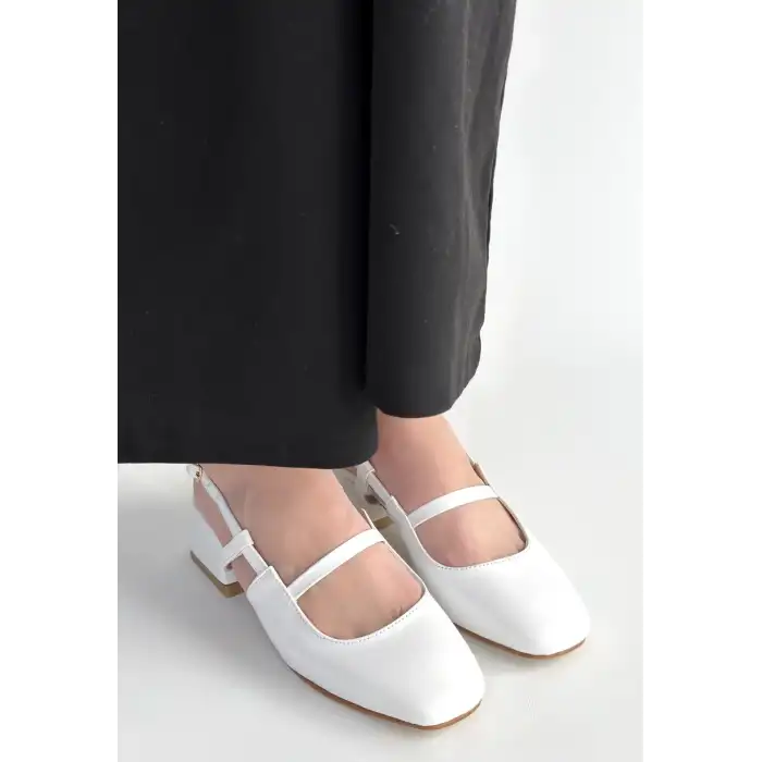 LİVA BEYAZ CİLT TOPUKLU AYAKKABI