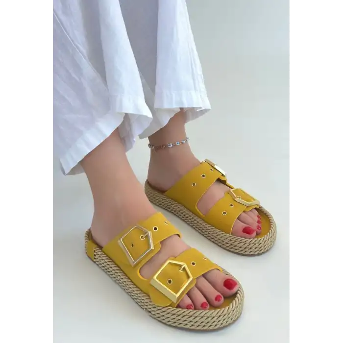 LOERA SARI NUBUK ÇİFT TOKALI TERLİK