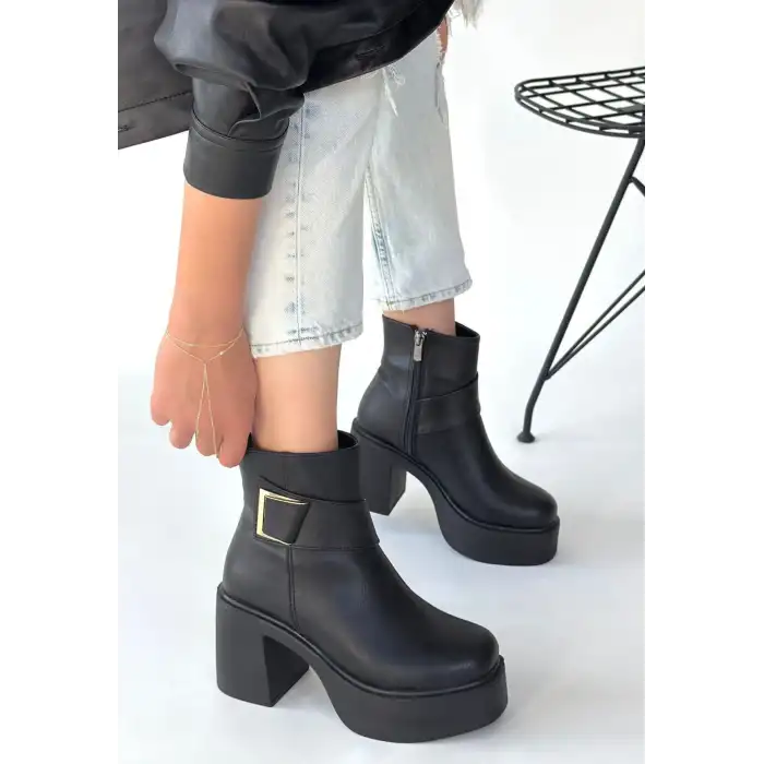 LONJİ SİYAH CİLT TOPUKLU BOT