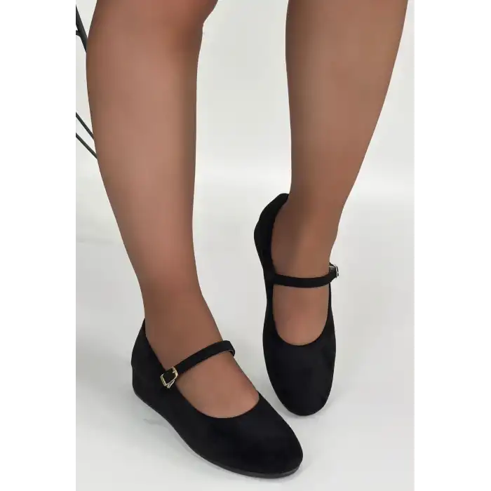 LOSSA SİYAH SÜET KEMERLİ BABET AYAKKABI