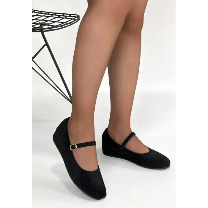 LOSSA SİYAH SÜET KEMERLİ BABET AYAKKABI