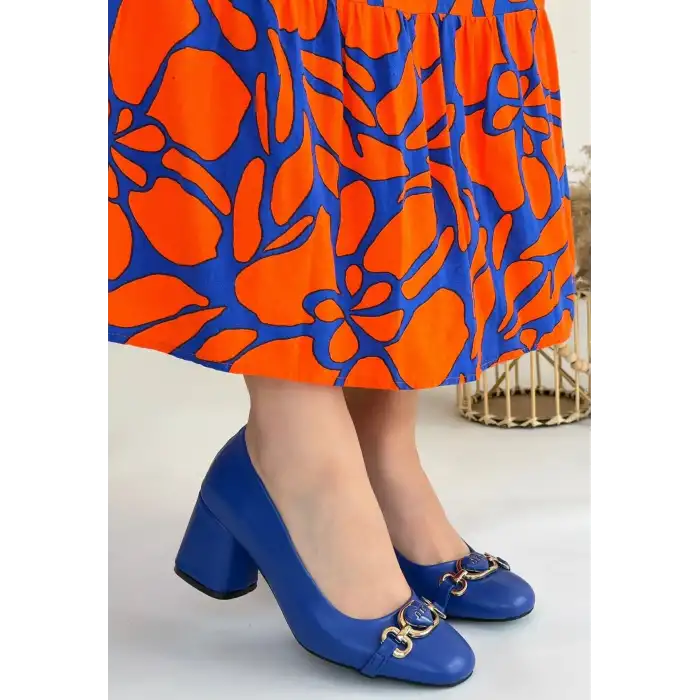 LUCKY MAVİ CİLT TOPUKLU AYAKKABI