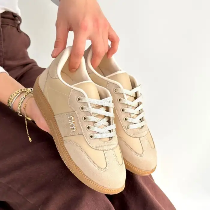 LUNGA BEJ CİLT BAĞCIKLI SPOR AYAKKABI