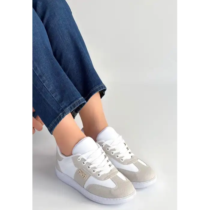 LUNGA BEYAZ CİLT BAĞCIKLI SPOR AYAKKABI