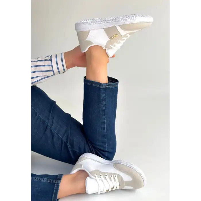 LUNGA BEYAZ CİLT BAĞCIKLI SPOR AYAKKABI