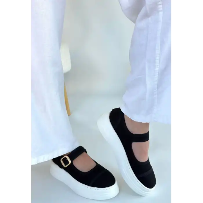 LUNNİ SİYAH KETEN SPOR AYAKKABI